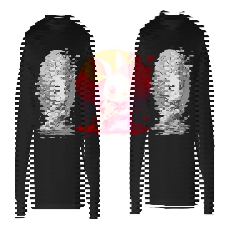 白うさぎの春のさくらアドベンチャー 長袖Tシャツ