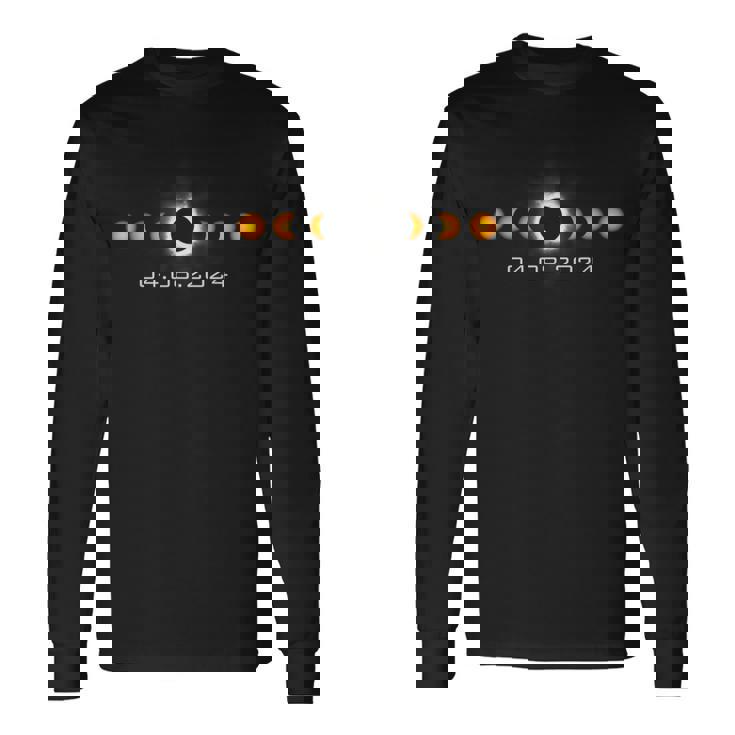 皆既日食2024年4月8日太陽の月 長袖Tシャツ