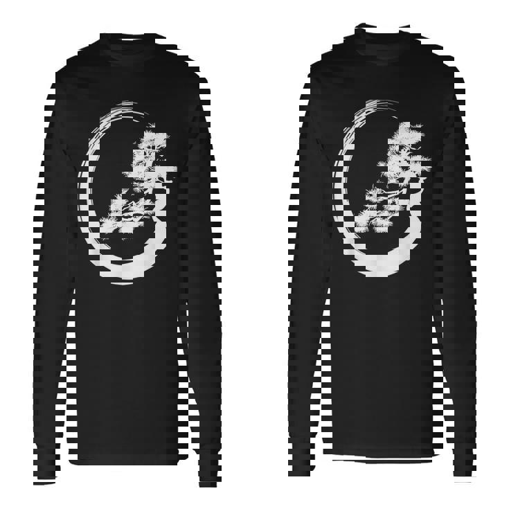 盆栽 木 和 デザイン 盆栽 ミニマリスト 木 恋人 長袖Tシャツ