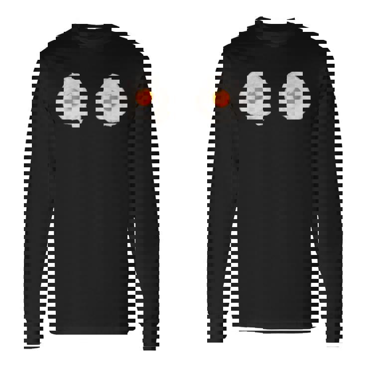 目玉焼きおっぱいビキニ卵おかしいハロウィンコスチューム 長袖Tシャツ