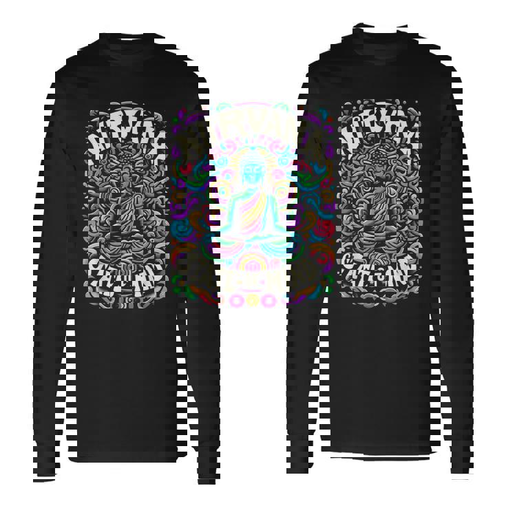 瞑想 Nirvanatate Of Mind ファニーグラフィックtシャツ 長袖Tシャツ