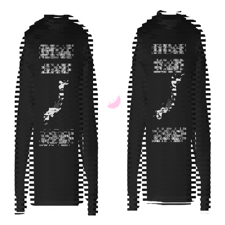 石垣島 日本 ヴィンテージ 日本 国旗 地図 デザイン 長袖Tシャツ