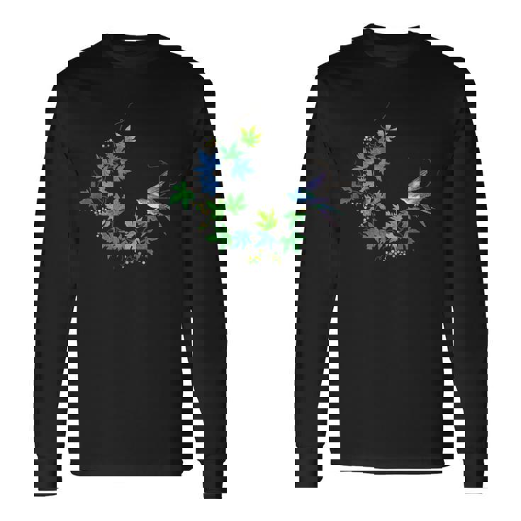 碧い楓 碧い鳥 長袖Tシャツ