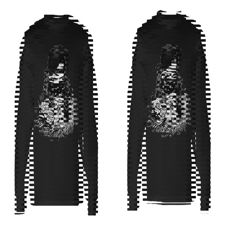 神のみが私を裁くことができる チカーノの服 タトゥー アート 祈りonly God Can Judge Me 長袖Tシャツ