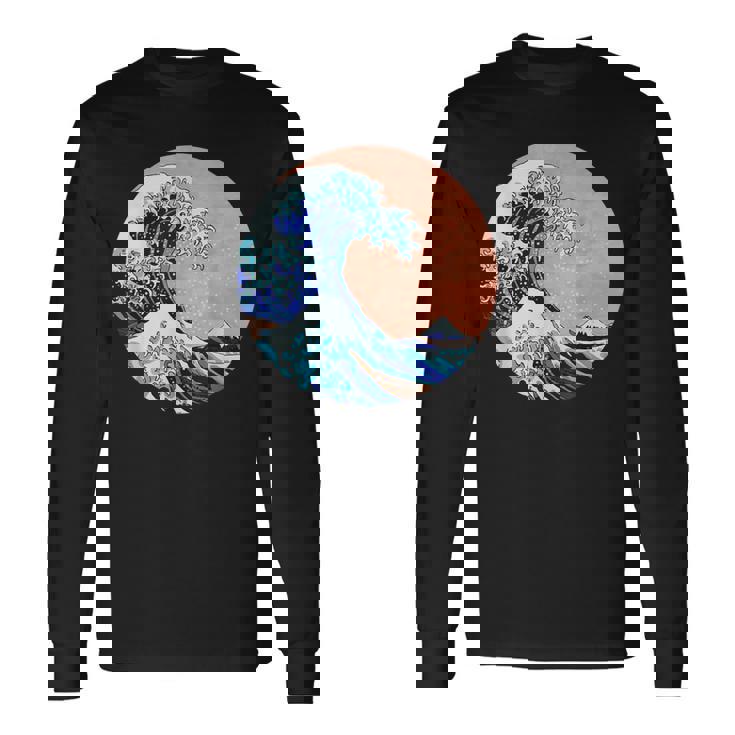 神奈川の偉大な波 日本製 長袖Tシャツ