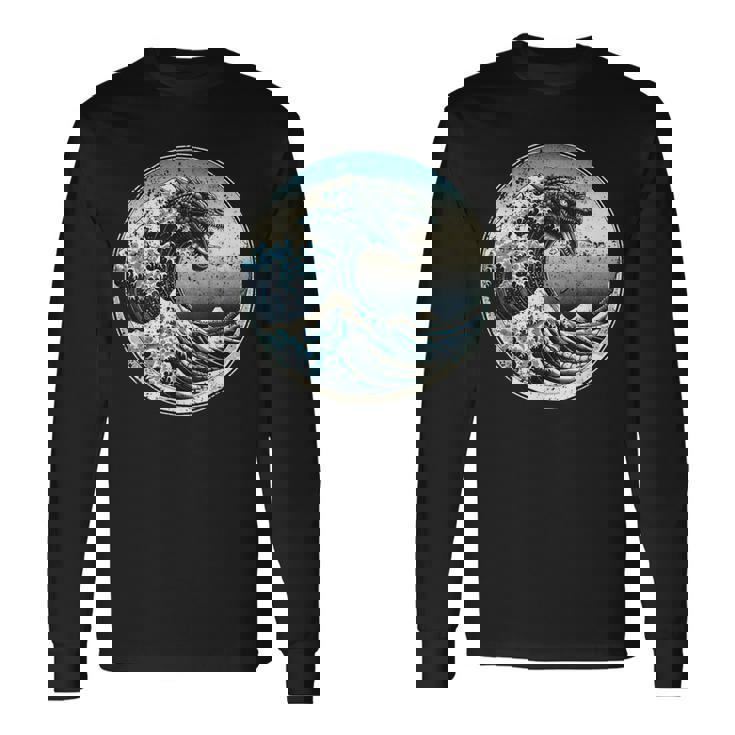 神奈川沖グレートウェーブウィズガメラ 長袖Tシャツ