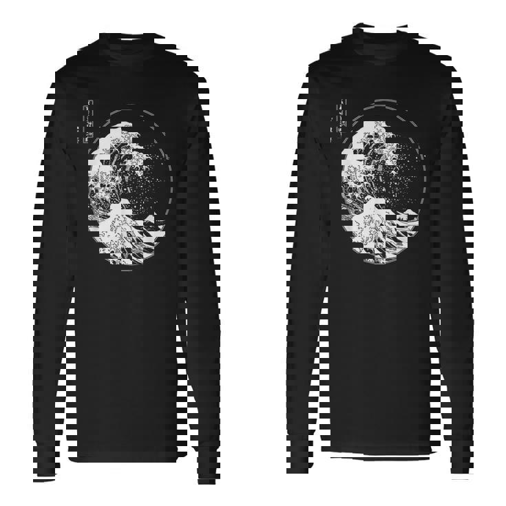 神奈川沖大波 北斎日本美術 長袖Tシャツ