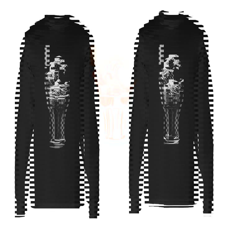 神奈川沖浪裏 コーラグラス 面白いアート 長袖Tシャツ