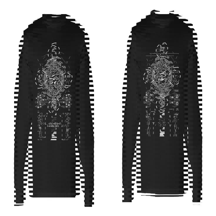 神聖な幾何学エジプトのアヌビス ホルスの目の芸術 長袖Tシャツ ギフトのアイデア