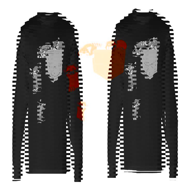 私のポケットファニーで家族のレッドパンダ 長袖Tシャツ