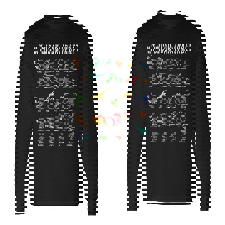 私の恐竜アルファベット爬虫類恐竜化石職業趣味 長袖Tシャツ