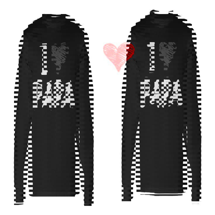 私はパパ 最高 お父さん 父 息子 娘 衣装 ハートが大好きです I Love Papa 長袖Tシャツ