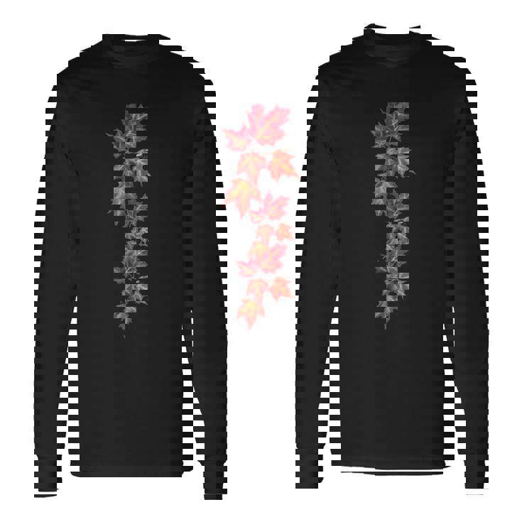 秋の紅葉のつる 長袖Tシャツ