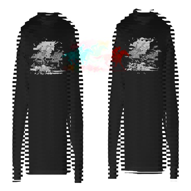 競馬 乗馬 トラックレース ロデオ 乗馬 ライダー 長袖Tシャツ