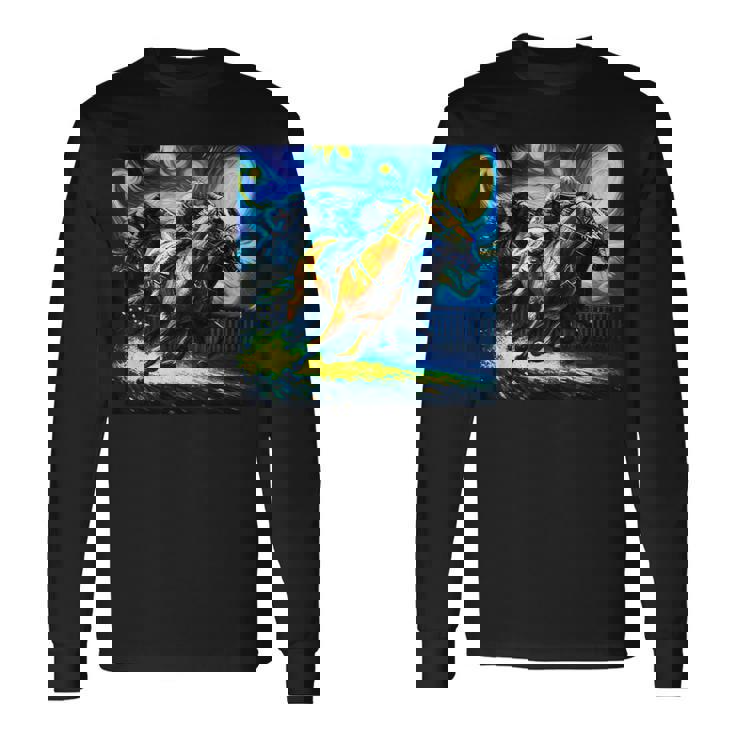 競馬 馬tシャツ おもしろ ウマ レース 馬 乗馬 競馬 面白いtシャツ メンズ グッズ ネタ 大人 男性 ゴッホ 長袖Tシャツ