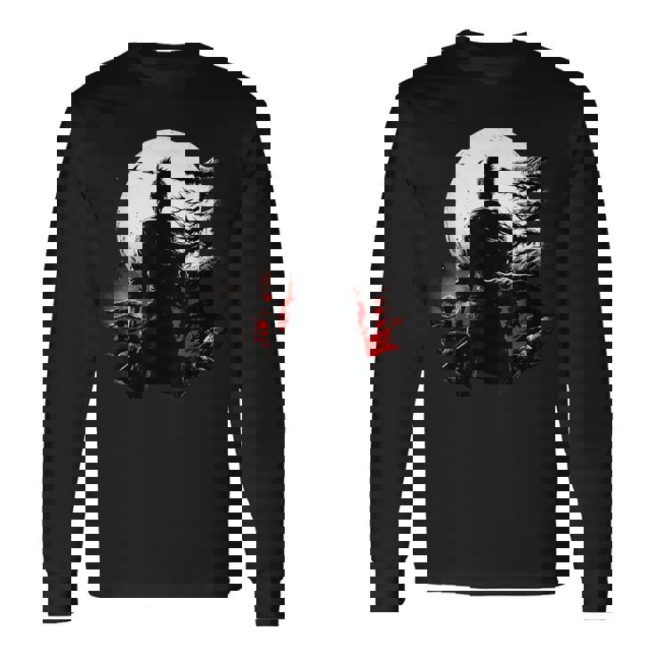 筒垣 ステンシル 染付 日本 美術 ギフト おもしろ 長袖Tシャツ