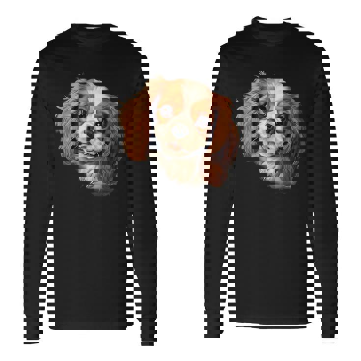 素敵で面白い覗き見犬 キャバリアキングチャールズスパニエル 長袖Tシャツ