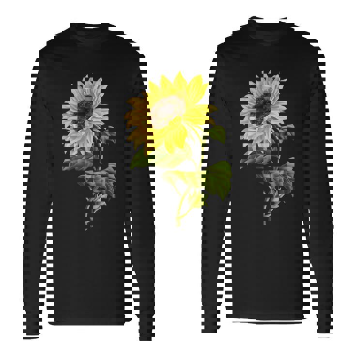 素敵なかわいいヒマワリの植物の花のアートワーク 長袖Tシャツ