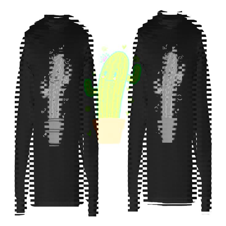 素敵なムードのサボテン 長袖Tシャツ