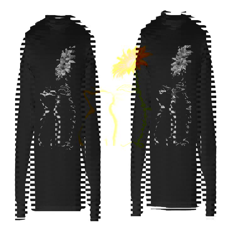素敵な黄色い猫のひまわり 長袖Tシャツ