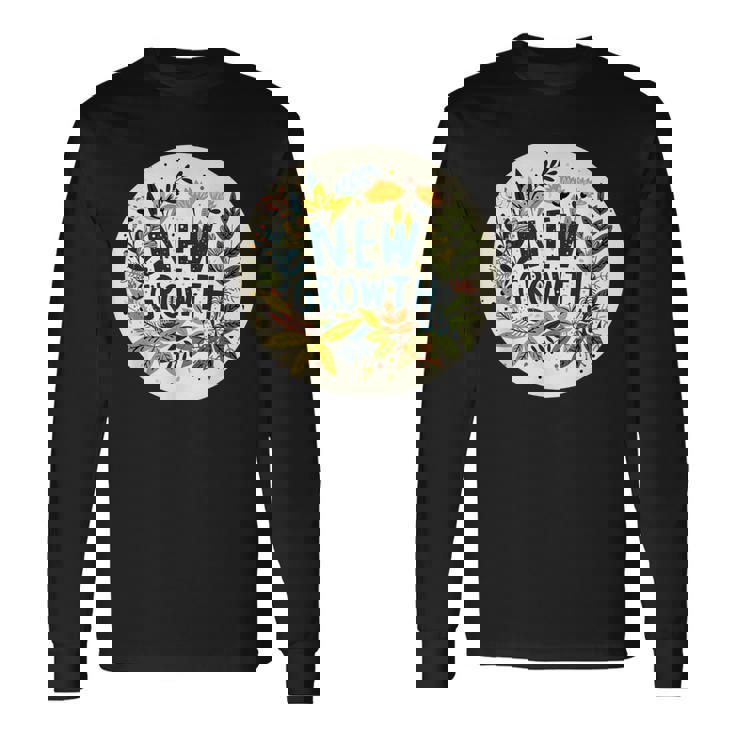 素敵な黄色い花と春の植物のための新しい成長スピーチ 長袖Tシャツ