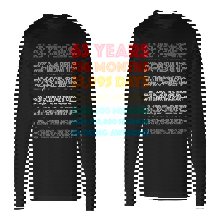 素晴らしい63歳の誕生日プレゼント 面白い レトロ 63歳の誕生日 長袖Tシャツ ギフトのアイデア