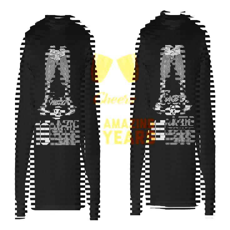 結婚10周年記念ギフト Cheers Amazing Years Married 長袖Tシャツ