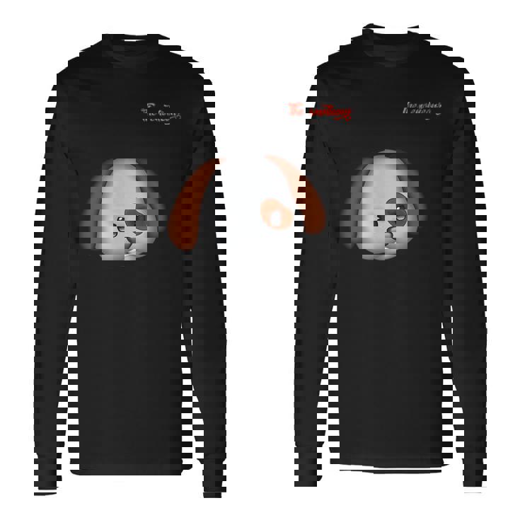 絵文字しかめっ面の怒った犬の顔 長袖Tシャツ