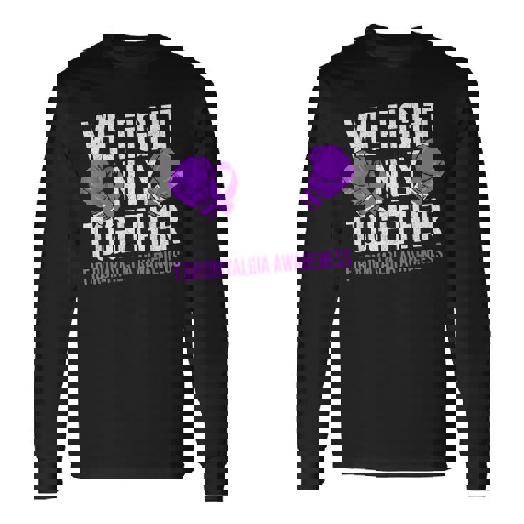 線維筋痛症啓発 パープルリボン We Fightonly Together 長袖Tシャツ