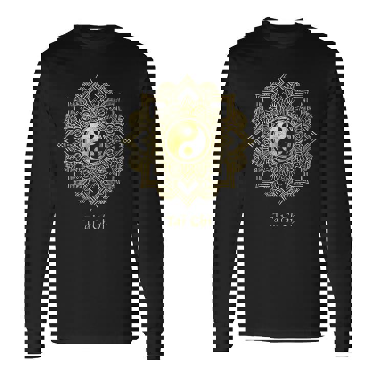 美しい太極拳、陰陽曼荼羅 長袖Tシャツ