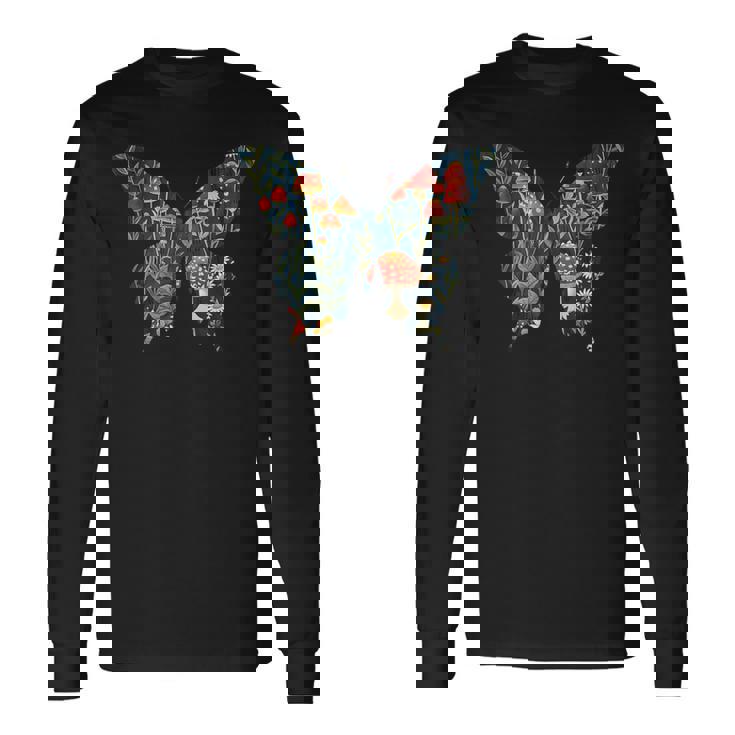 美的シルエット きのこ コッタグコア バタフライ 長袖Tシャツ ギフトのアイデア