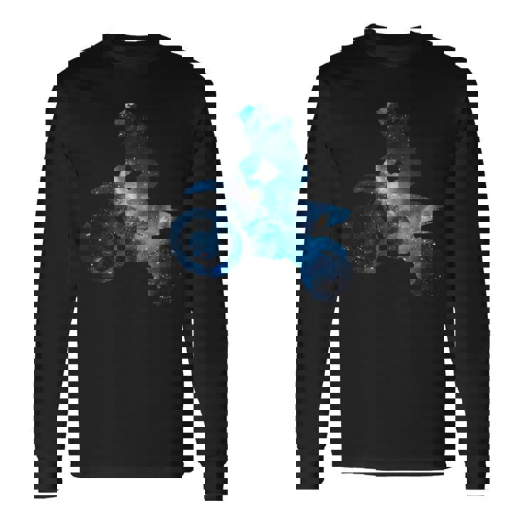 美的シルエット星宇宙スタントアートギャラクシーモトクロス 長袖Tシャツ