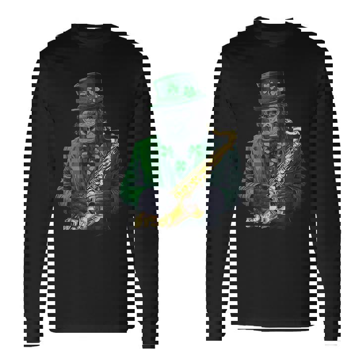 聖パトリックの日 ゴリラサックス 長袖Tシャツ