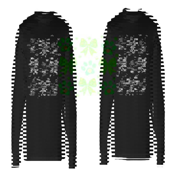 聖パトリックの日 犬 猫 コケット リボン シャムロック 聖パトリック 長袖Tシャツ