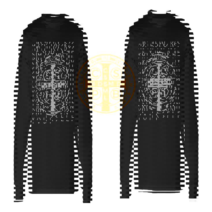 聖ベネディクト勲章 キリスト教の祈り 長袖Tシャツ