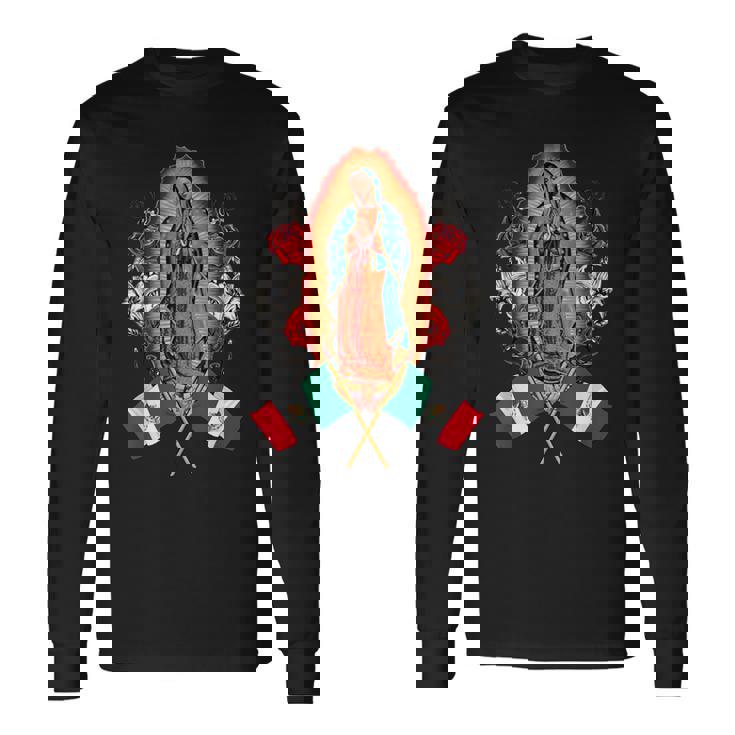 聖母マリア メキシコ国旗 聖母マリア グアダルーペ 長袖Tシャツ