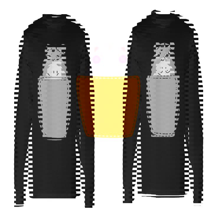 胸ポケットにハムスター 長袖Tシャツ