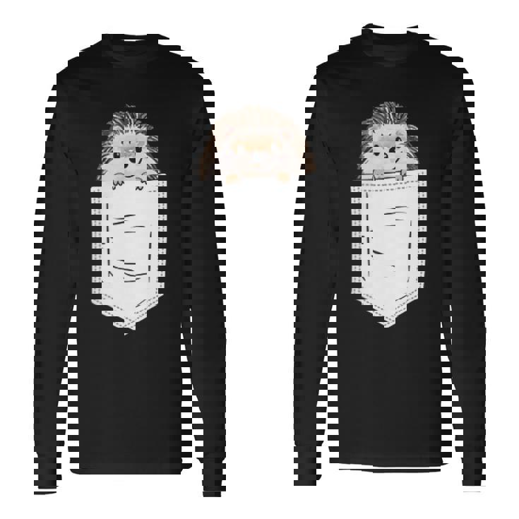 胸ポケットに入ったハリネズミ 衣類 ハリネズミ ギフト 長袖Tシャツ