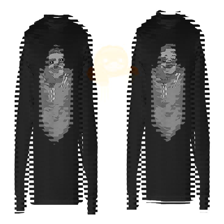 胸ポケットのナマケモノ 面白いナマケモノ 長袖Tシャツ ギフトのアイデア