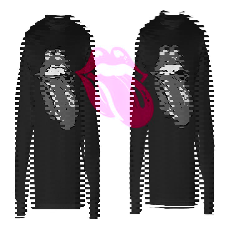 舌を広げた唇 長袖Tシャツ