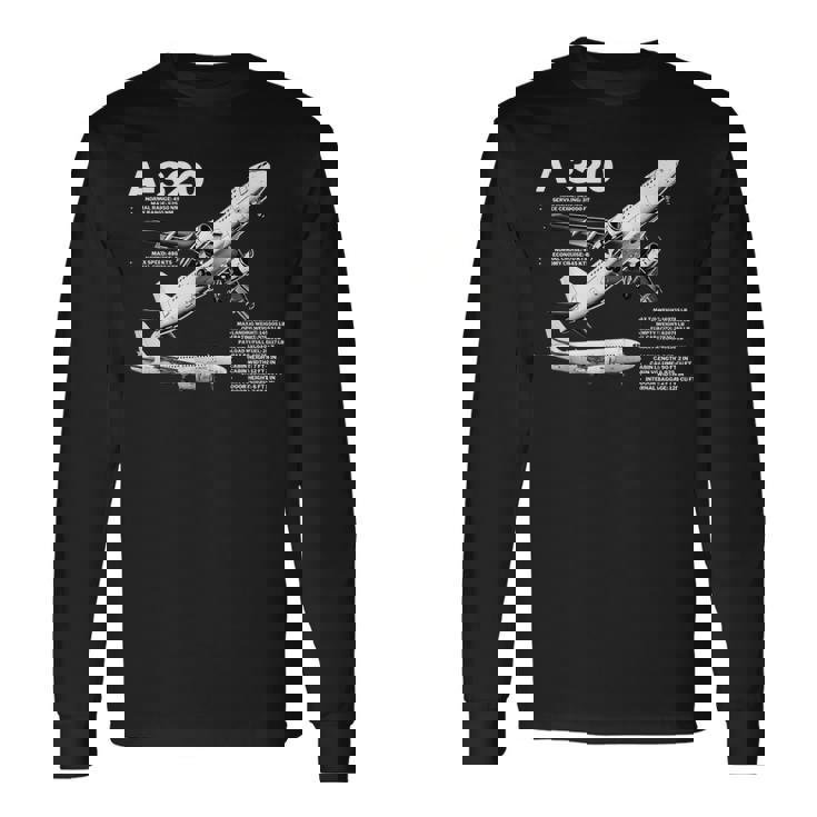 航空機 エアバスa320ジェット 長袖Tシャツ