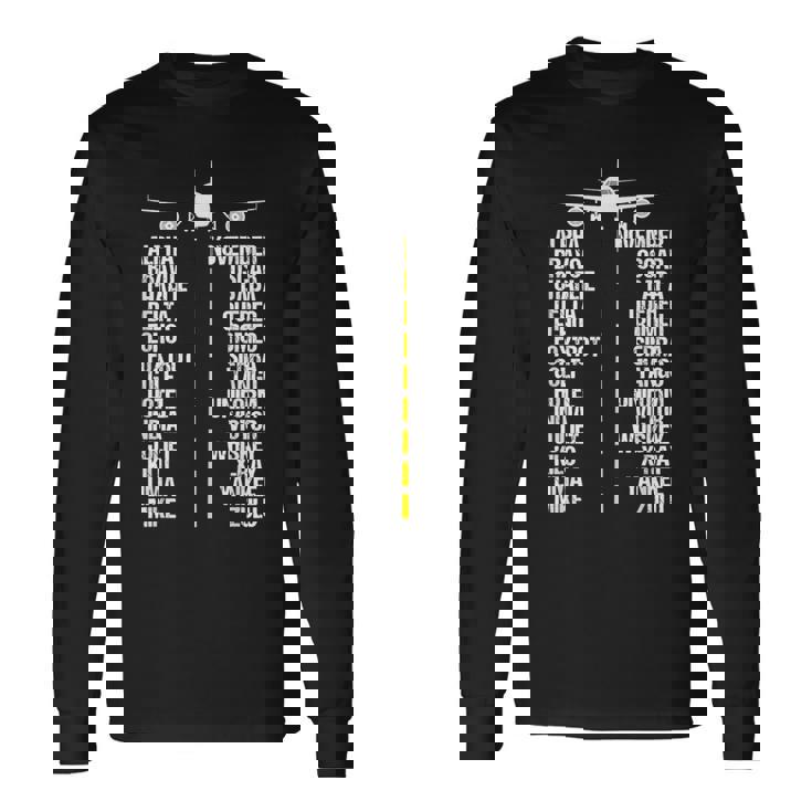 航空機 フォネティック アルファベットコード パイロット 飛行機 航空機 長袖Tシャツ