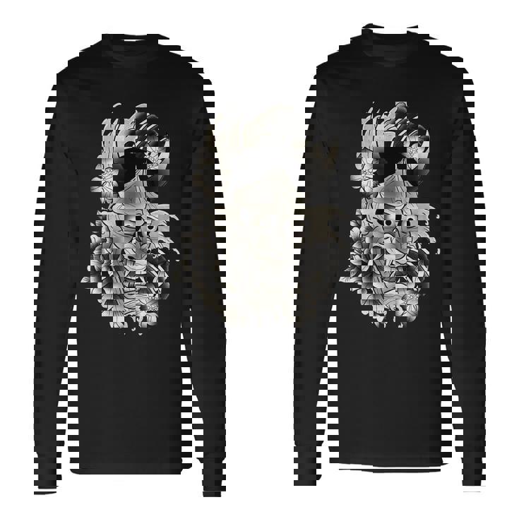 般若マスク 日本語 タトゥー フラッシュ 長袖Tシャツ