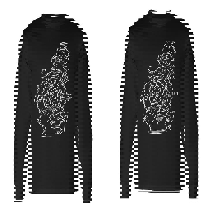 船員、スキッパー、船員のための帆船アンカーとボート。 長袖Tシャツ