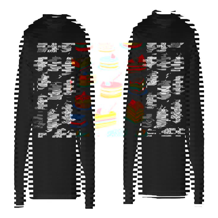 色鮮やかなケーキ柄 フーディー向け 長袖Tシャツ ギフトのアイデア