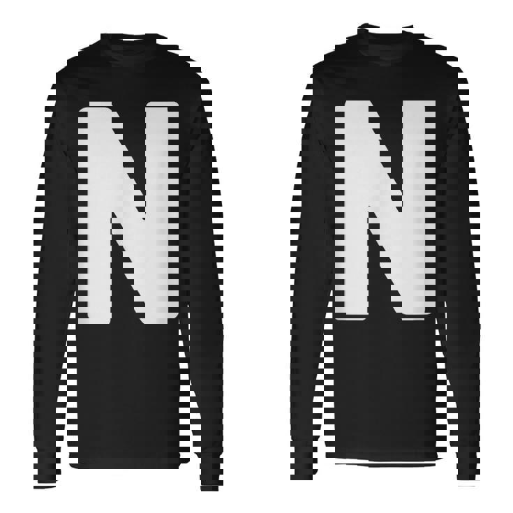 英文字 N 大文字 アルファベット モノグラム イニシャル 長袖Tシャツ