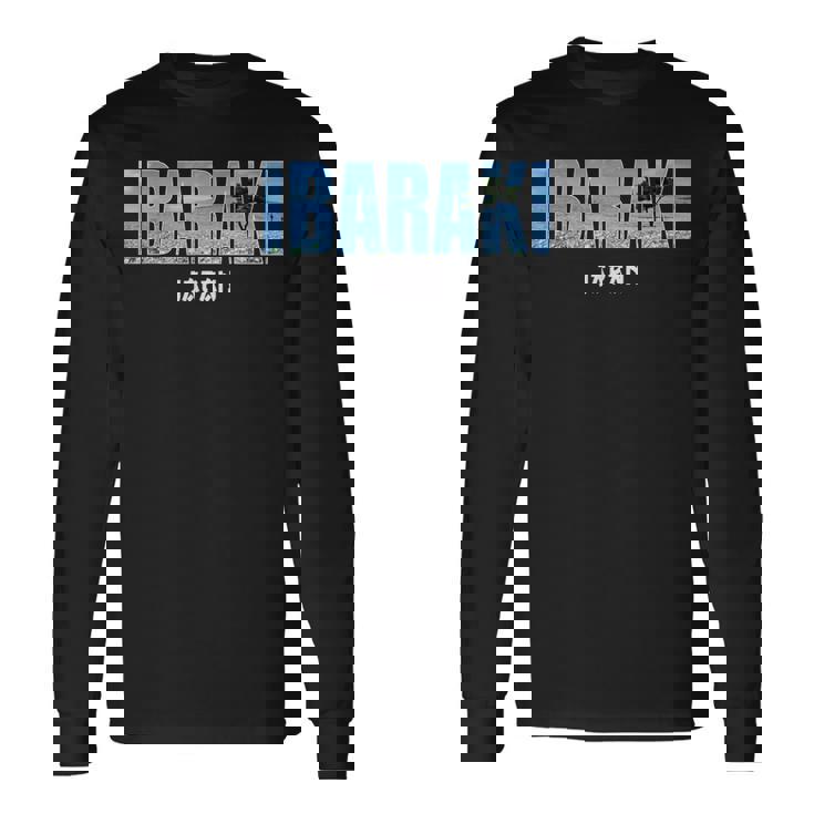 茨城県 日本 日本の都 ヴィンテージデザイン 長袖Tシャツ