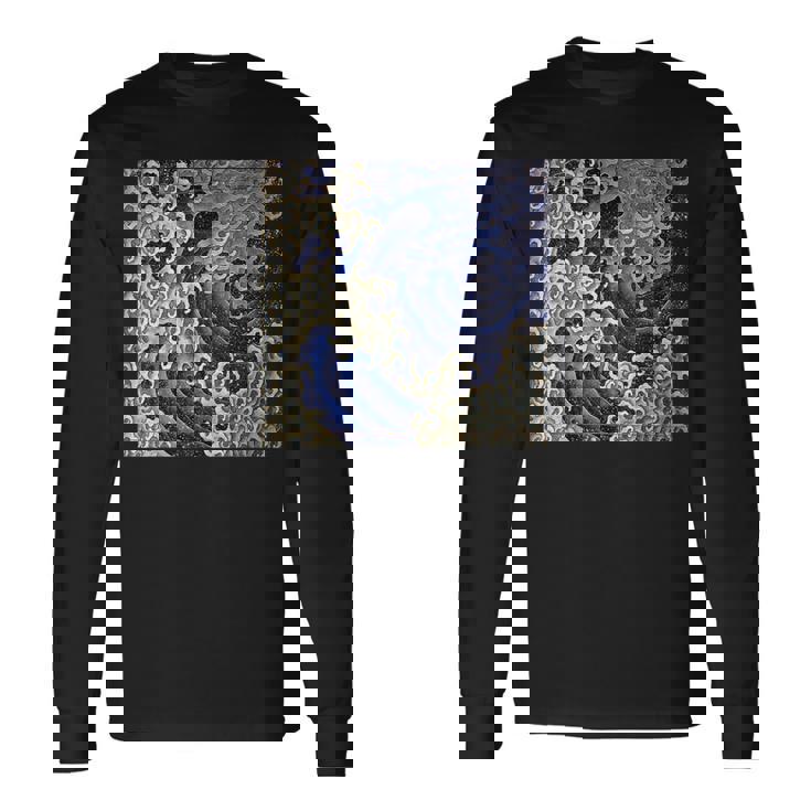 葛飾北斎 男波 長袖Tシャツ