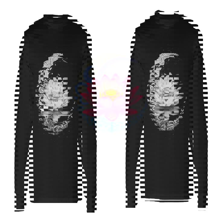 蓮の花 ヨガ 形而上学 長袖Tシャツ