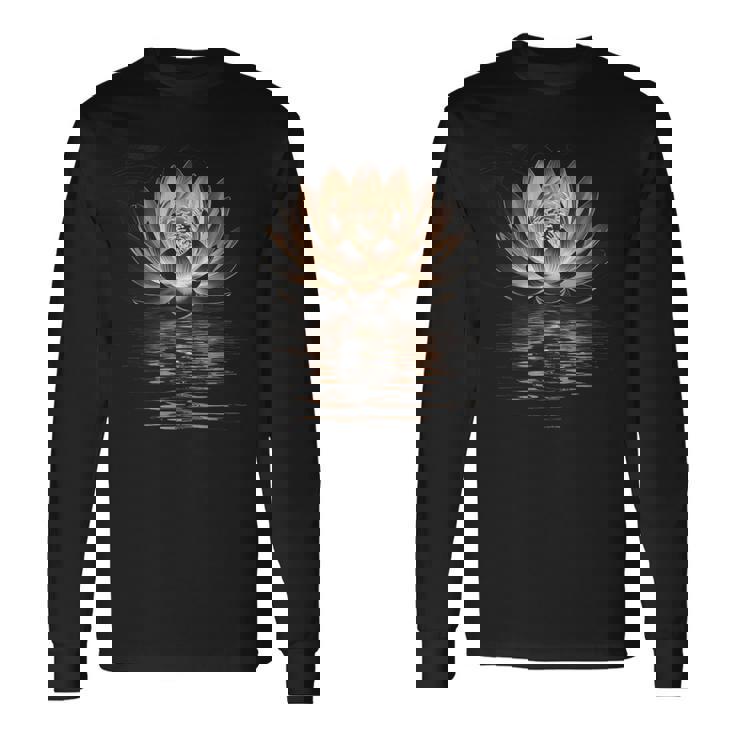 蓮の花 ヨガ 瞑想 禅 スピリチュアル オーム 仏教 ギフト 長袖Tシャツ
